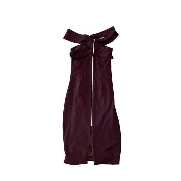 Finders Keepers Women's Brown Off Shoulder Be Still Bodycon Sheath Dress Medium - Picture 6 of 9